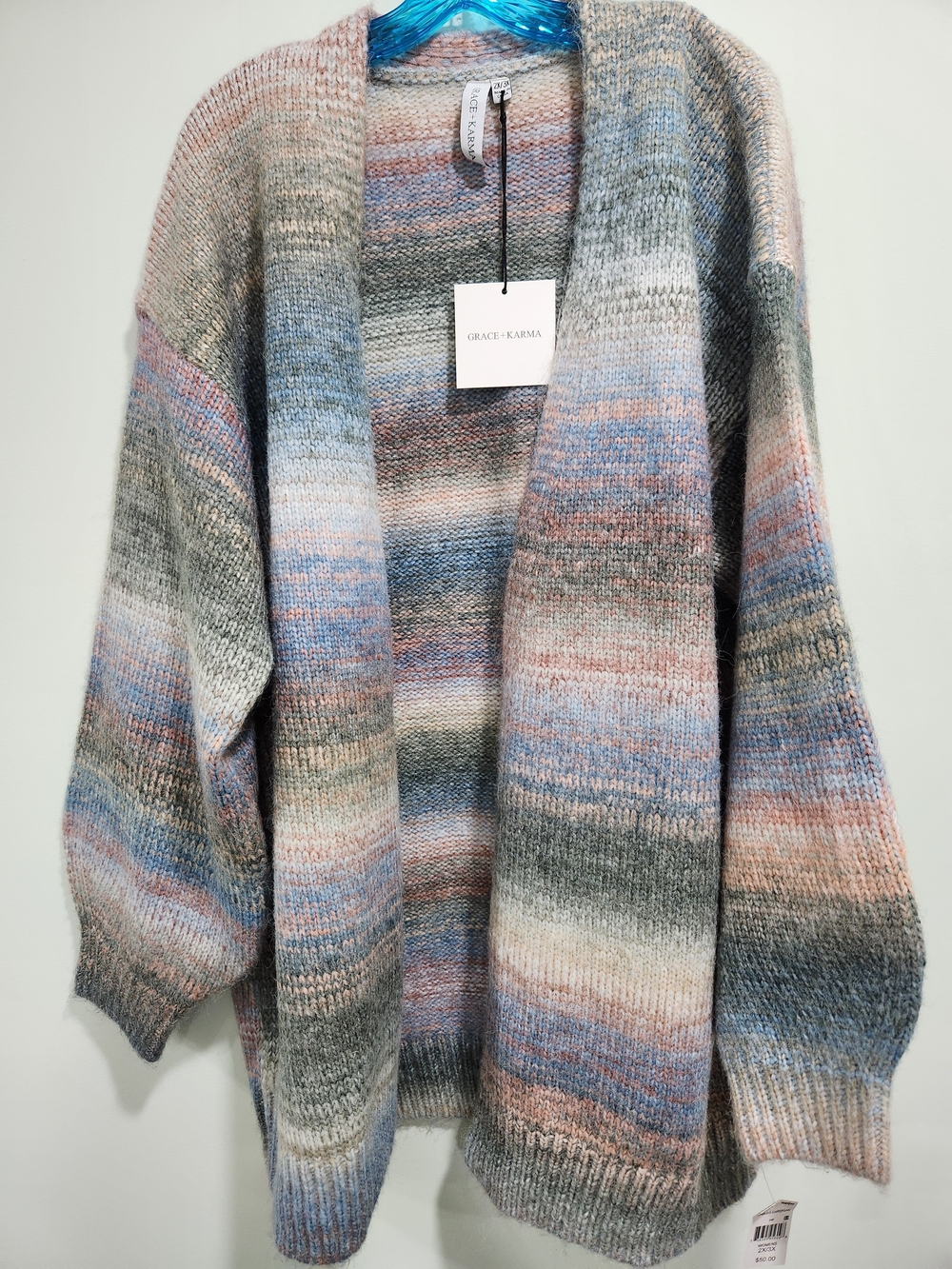 Multicolor Pastel Open-Front Cardigan